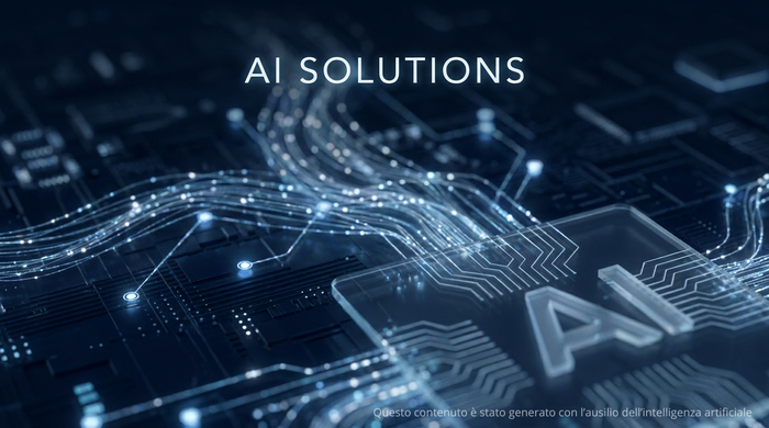 Immagine astratta che rappresenta soluzioni di intelligenza artificiale, evidenziando circuiti e tecnologia avanzata.